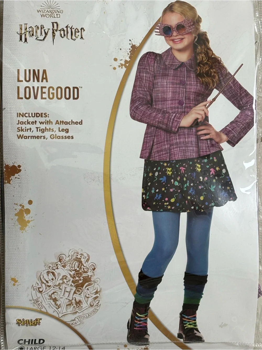 Harry Potter Luna Lovegood Halloween Costume Youth L 12-14 set plus rainbow lace